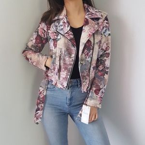 NWOT Zara Floral Moto Jacket
